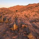 The balloon shadow while flying thru the Palo Verde Hills.